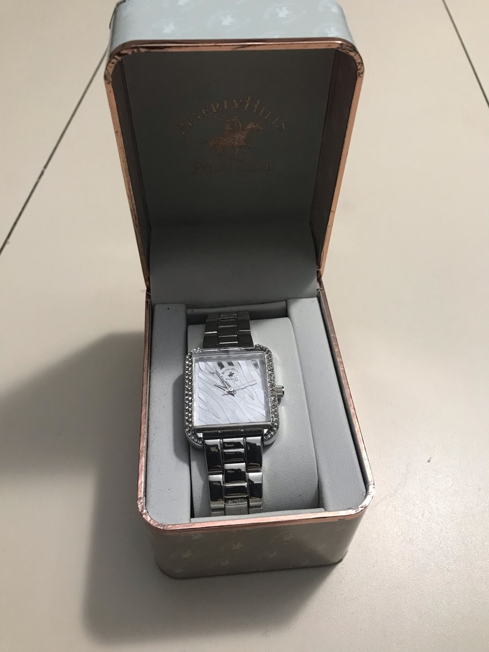 Polo Beverly Hills Silver Tone Zebra Print Watch New in the Box Classic Look